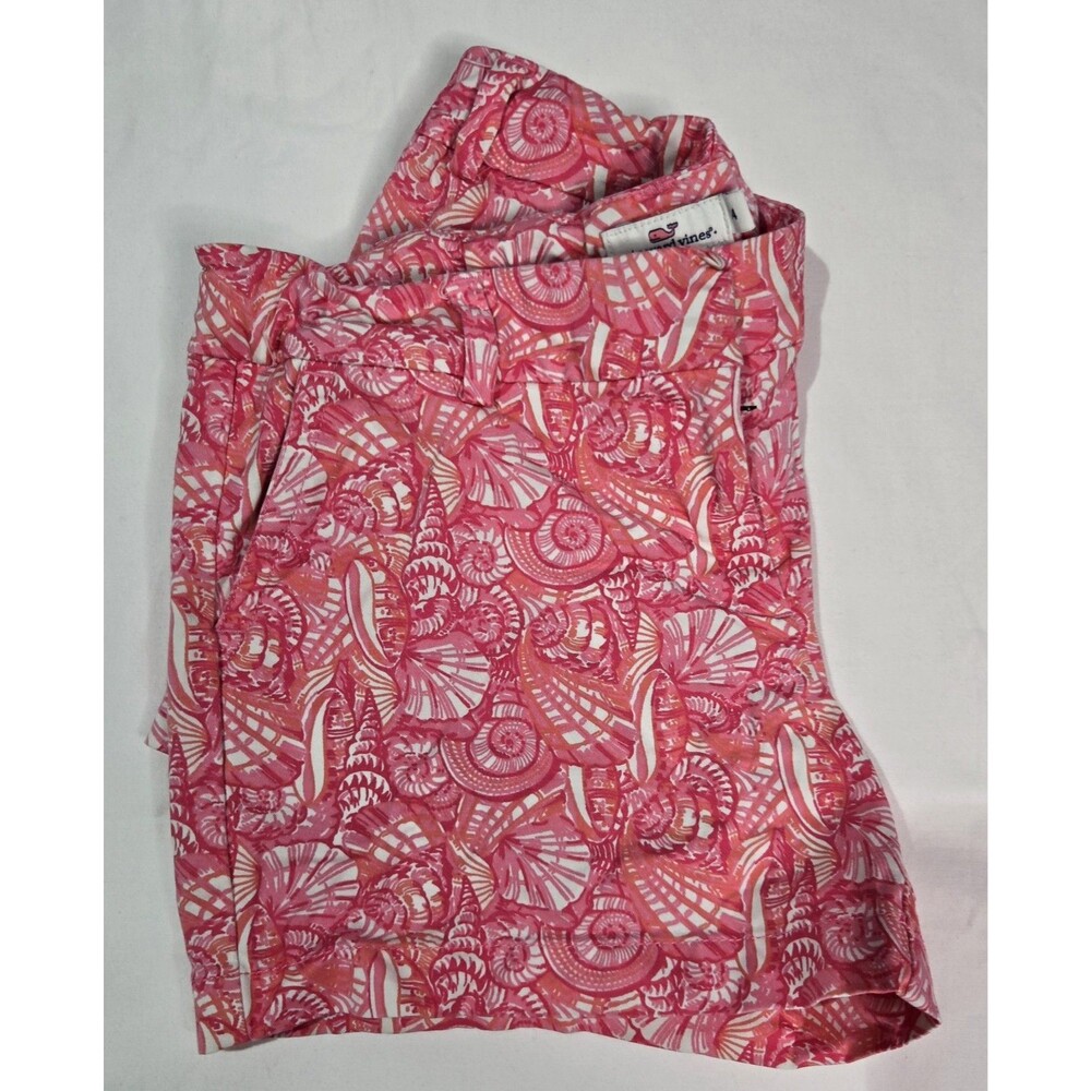 Vineyard Vines Pink Seashell Shorts Girls Size 14 Adjustable Preppy Casual Beach
